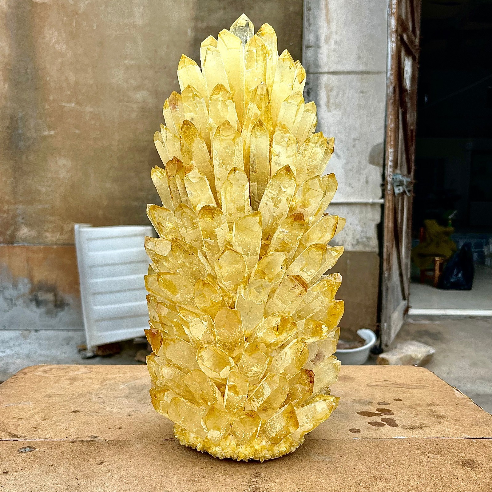 26.75LB Yellow Ghost Phantom Crystal Cluster Flower Raw Crystal Heal Quartz Deco