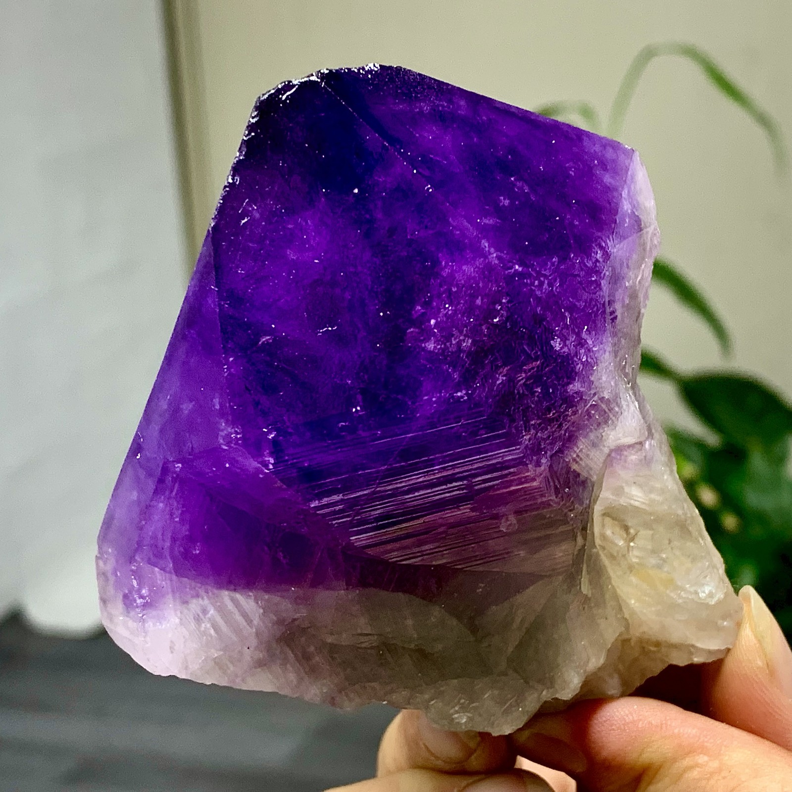375G Natural Amethyst Quartz Crystal Single-End Terminated Wand Point Healing