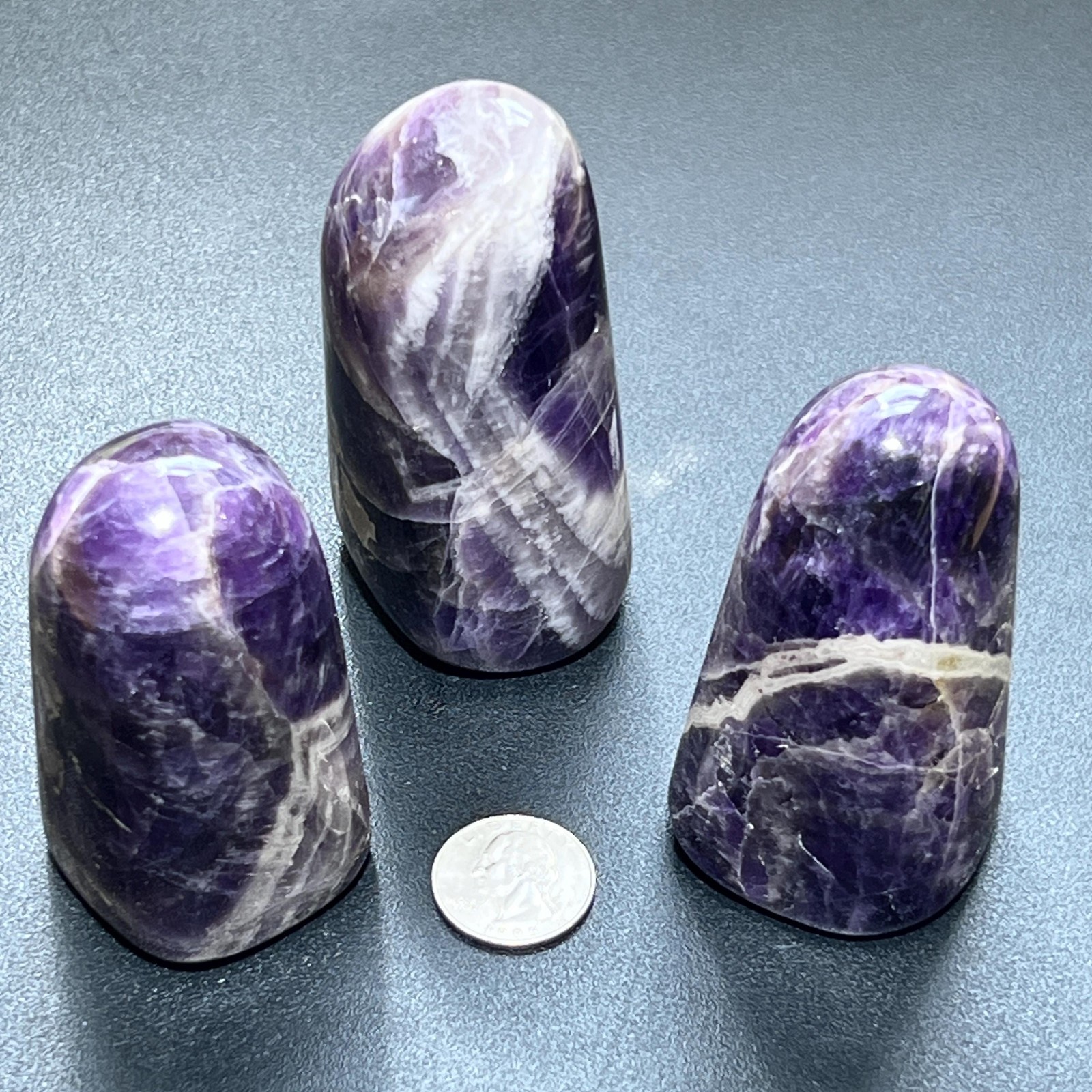 Banded Purple Amethyst Crystal Freeform Tower Carving Natural Genuine Gemstone