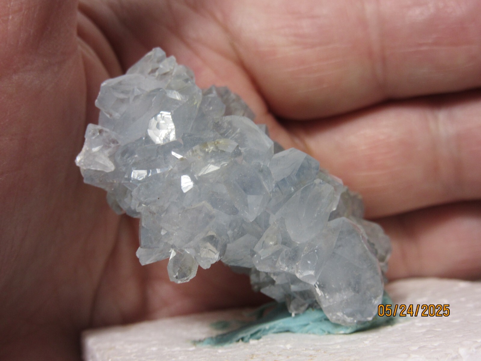 Blue Celestite Quartz Crystal Cluster2 1/8 Inch Collectible BCQMC-4.5s