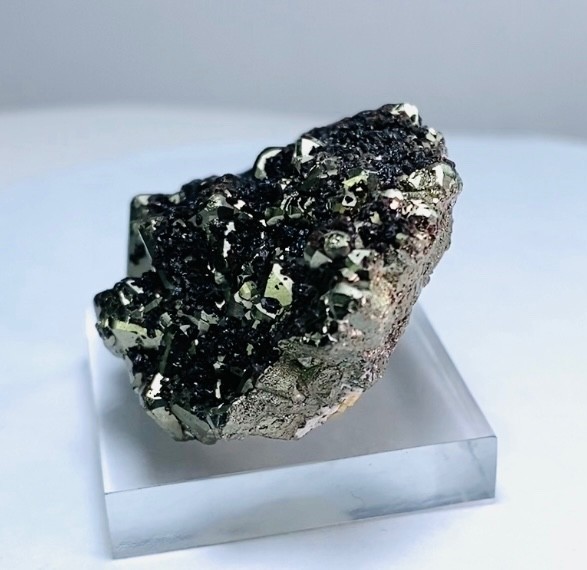 PYRITE OCTAHEDRAL CRYSTALS with MICRO SPHALERITE XLS. from PERU….HUANZALA MINE
