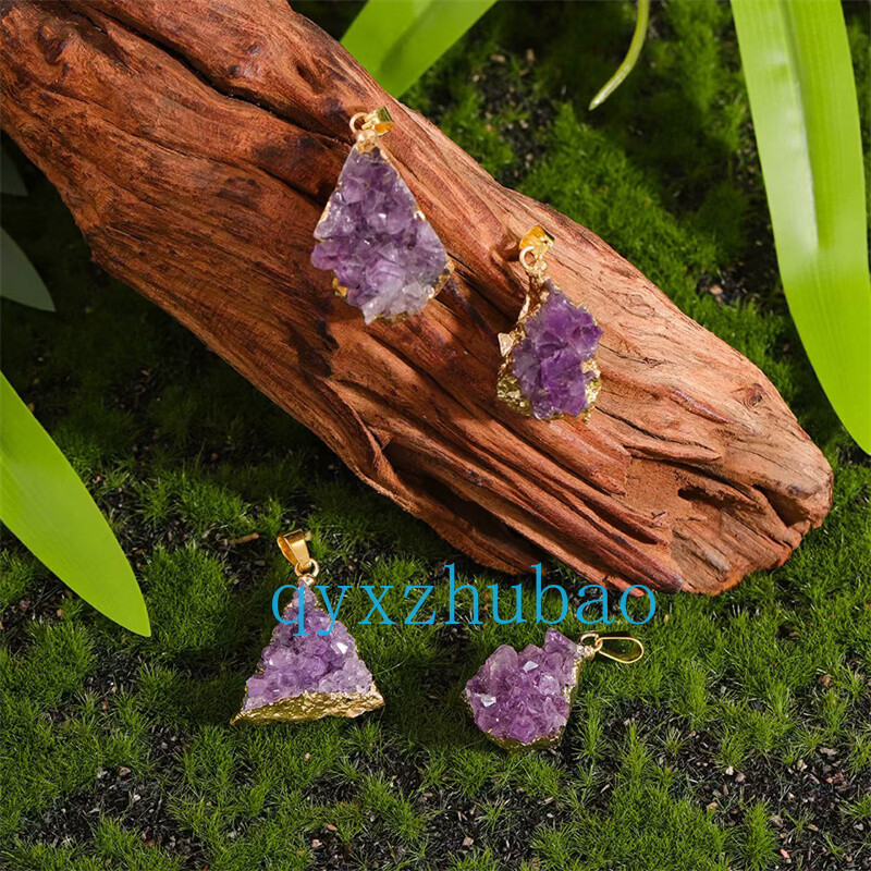 1PC Natural Amethyst teeth Pendant Irregularity Quartz Crystal Reiki Healing