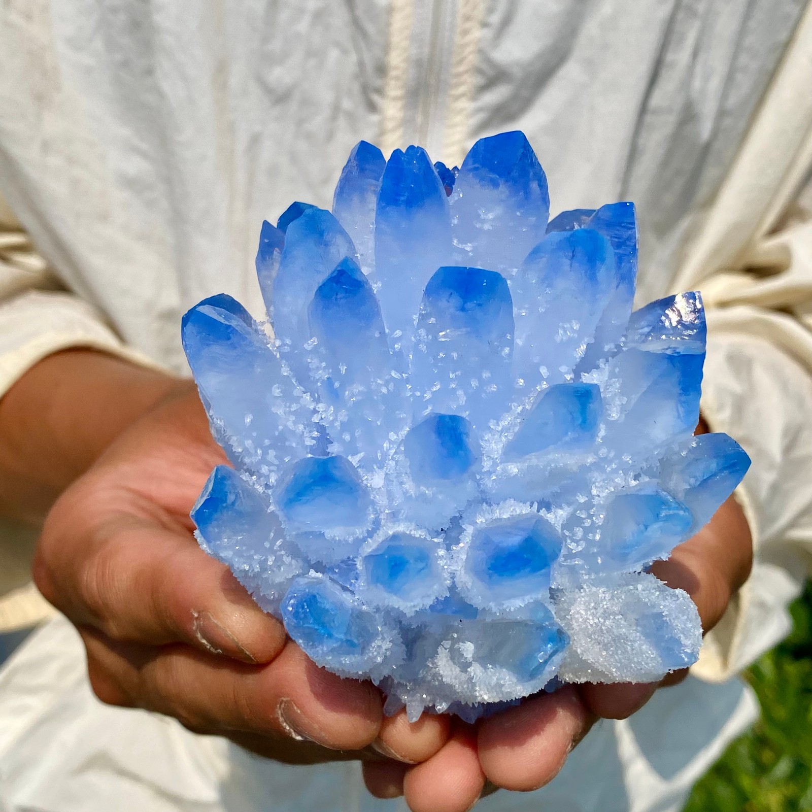 405G New Find blue Phantom Crystal Quartz Cluster Mineral Specimen Healing