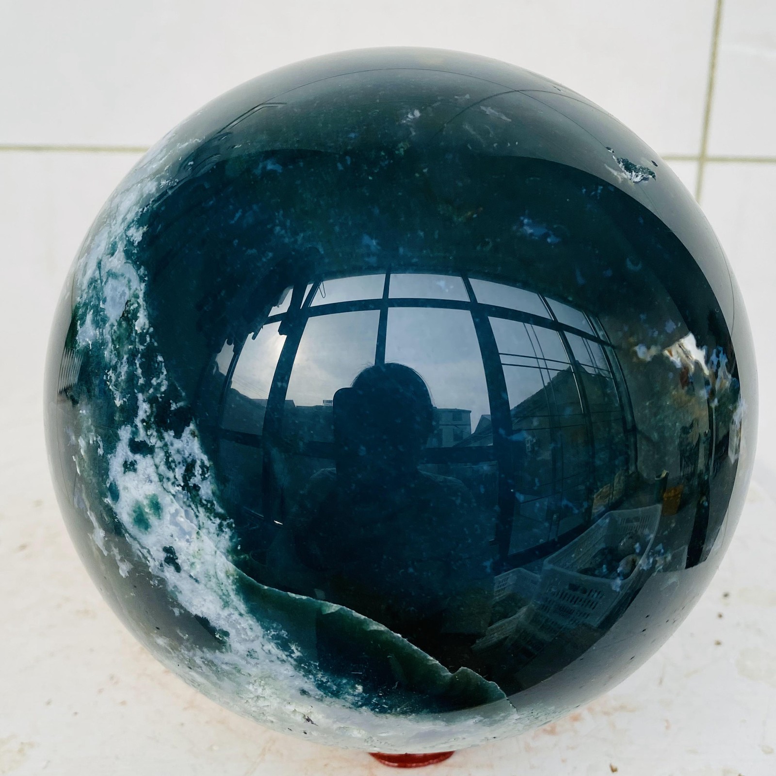 Natural water grass agate sphere crystal ball quartz energy 3180g