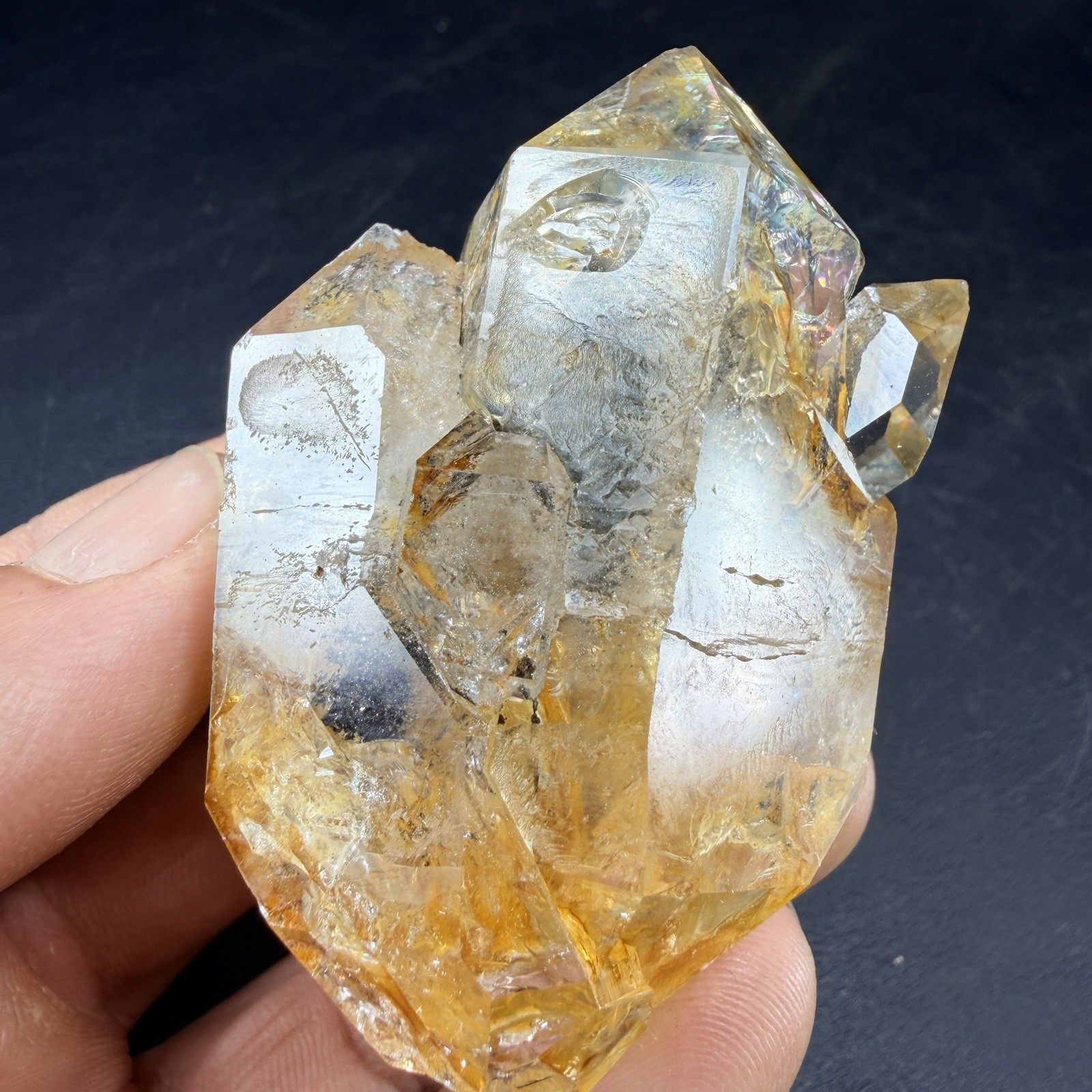 Golden Aura Herkimer Diamond Quartz Crystal Point Healer / New York *VIDEO*