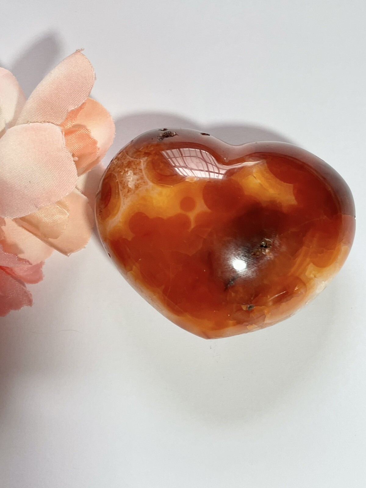 Genuine Natural Carnelian Puffy Heart Shaped