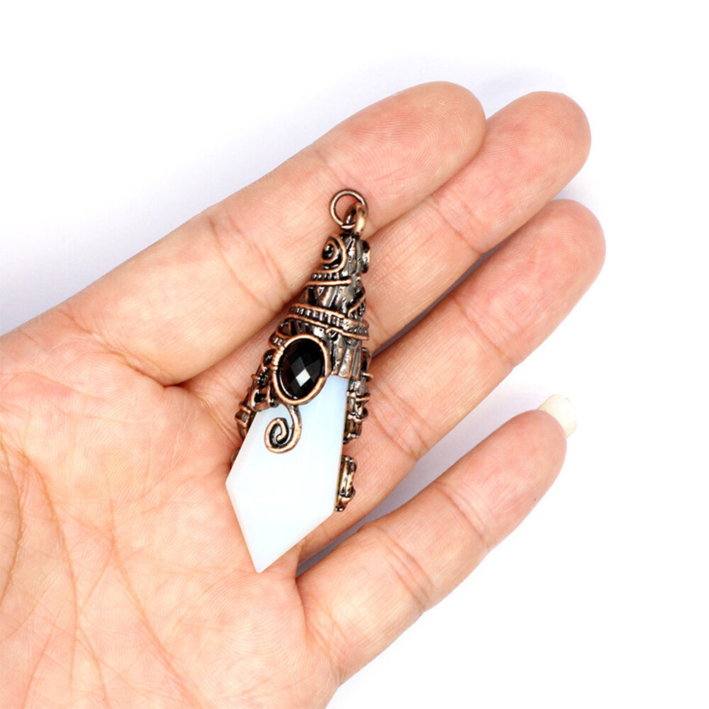 Natural Cone Hexagonal Crystal Pendant Chakra Wizard Hat Stone Point Pendulum