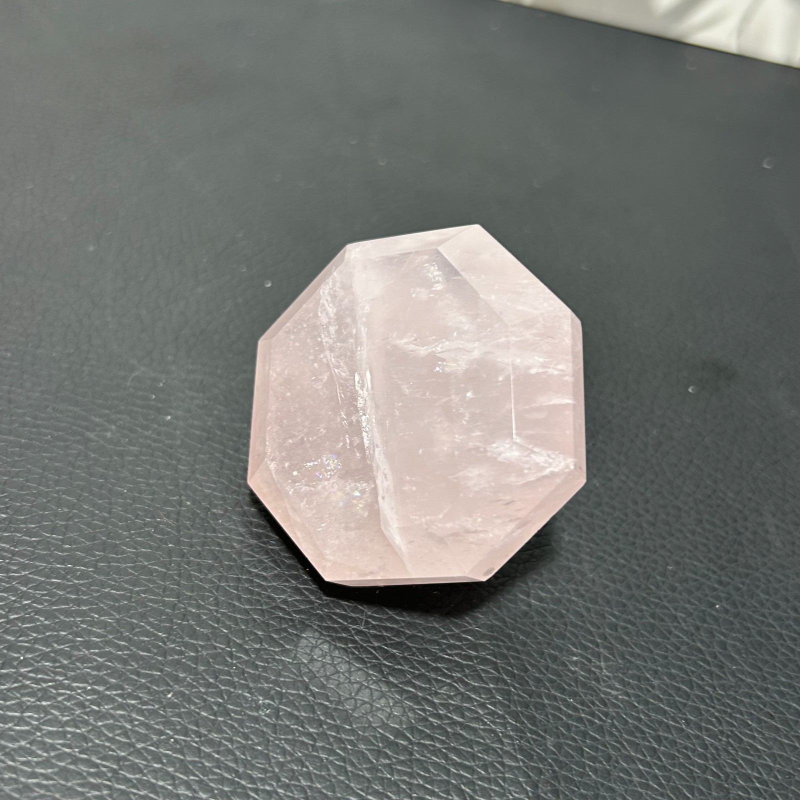 95g Nature Rose Quartz Diamond Shape Carving Rose Quartz Sculpture G7795