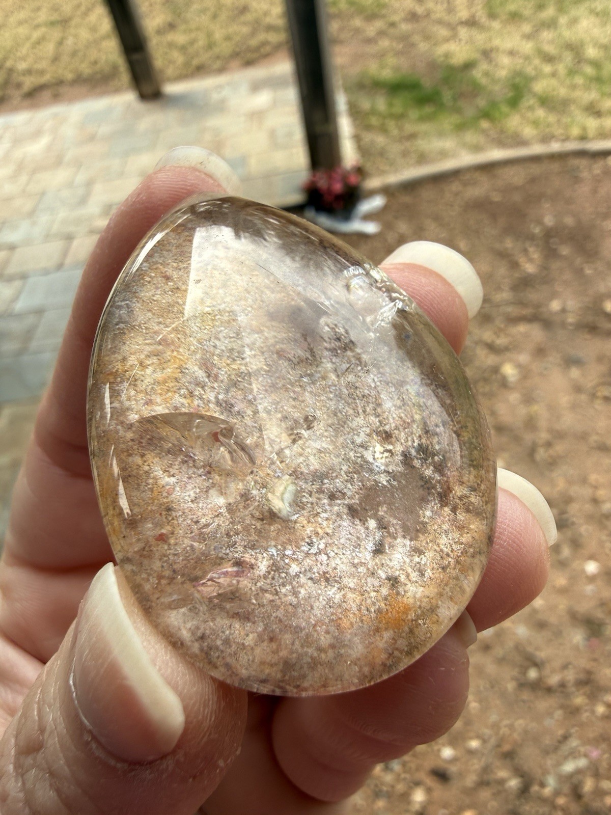 Garden Quartz Teardrop Cabochon Loose Gemstone Lodolite Crystal Cab 2in 51mm