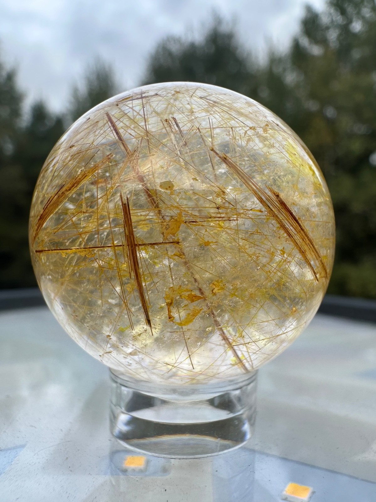 48g natural gold rutile sphere polished quartz crystal ball