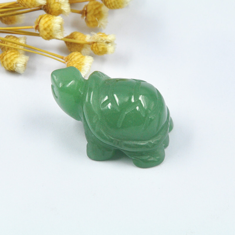 1.5″ Quartz Gemstone Hand Carved Longevity Turtle Crystal Healing Figurine Decor
