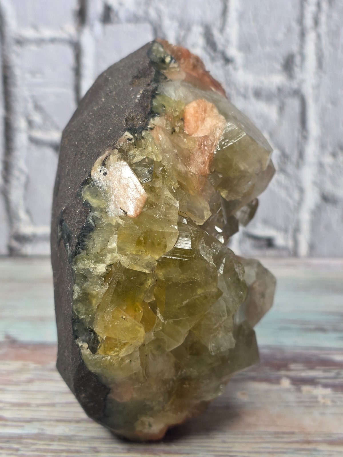 Natural Chocolate Calcite Crystal Cluster on Matrix India 605g Display Specimen
