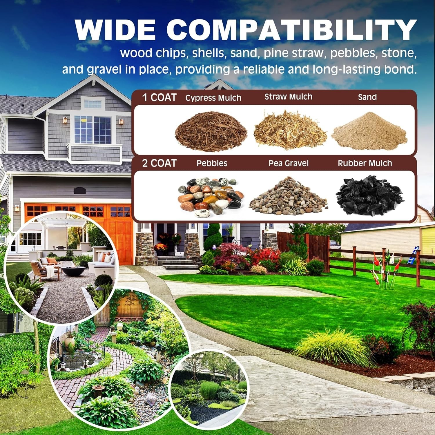 Mulch Glue – 1 Gallon Concentrate Gravel Glue, Strong Mulch Lock Landscape Ad…