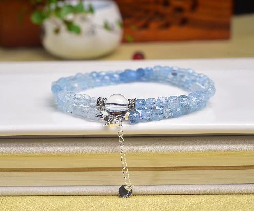 5mm Natural Aquamarine Crystal Choker Healing Dainty Women’s Necklace