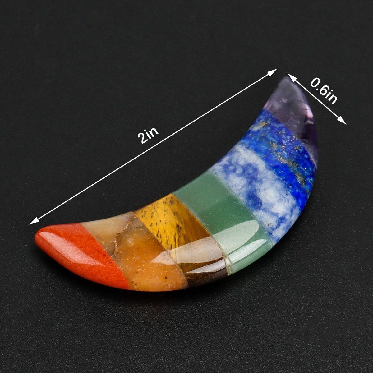 New Natural 7 Chakra Stone Quartz Moon Shape Worry Stone Healing Energy Reiki