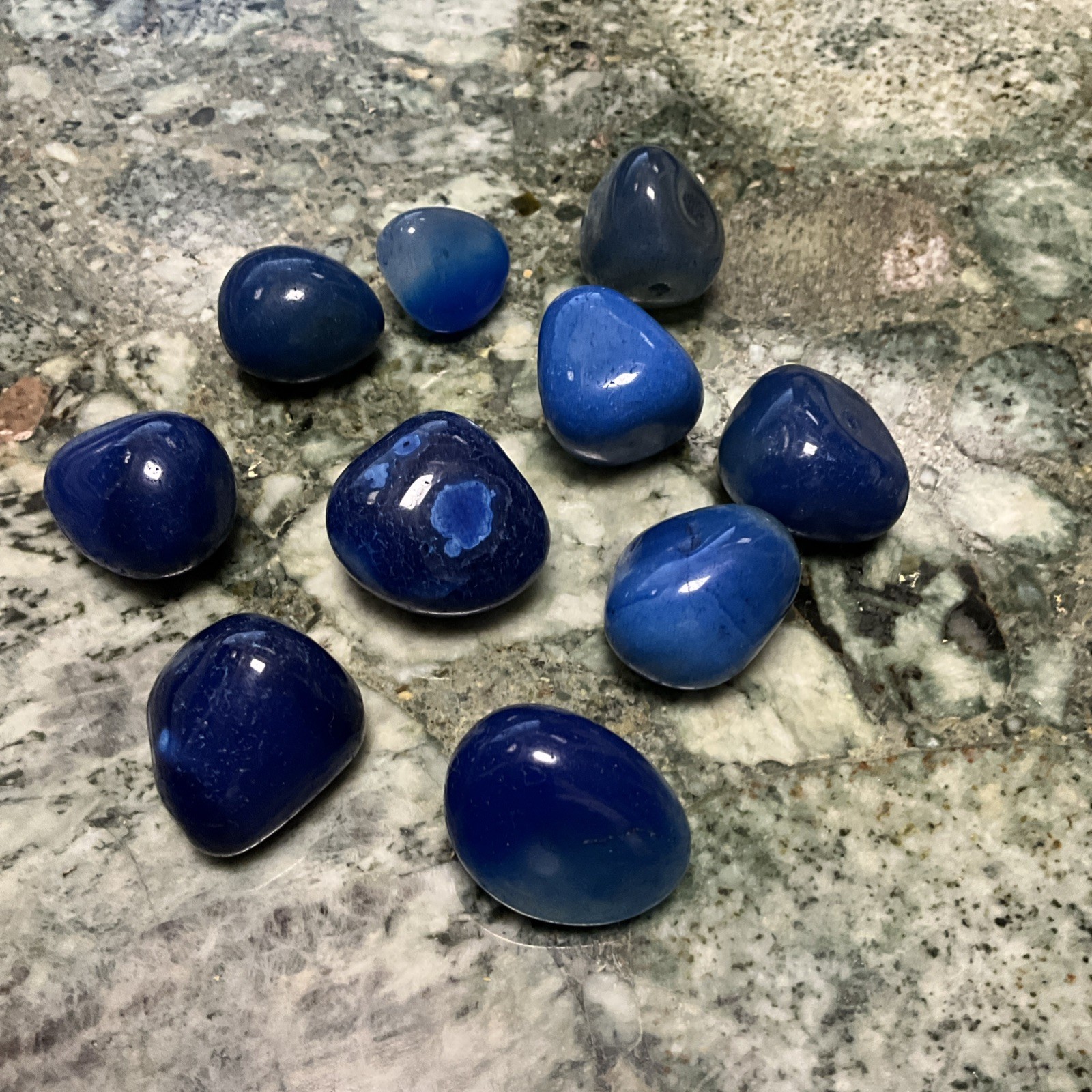Set Of 10 PCs Of Polished Exotic Blue Onyx Pebbles Approximately.5”-1” Long