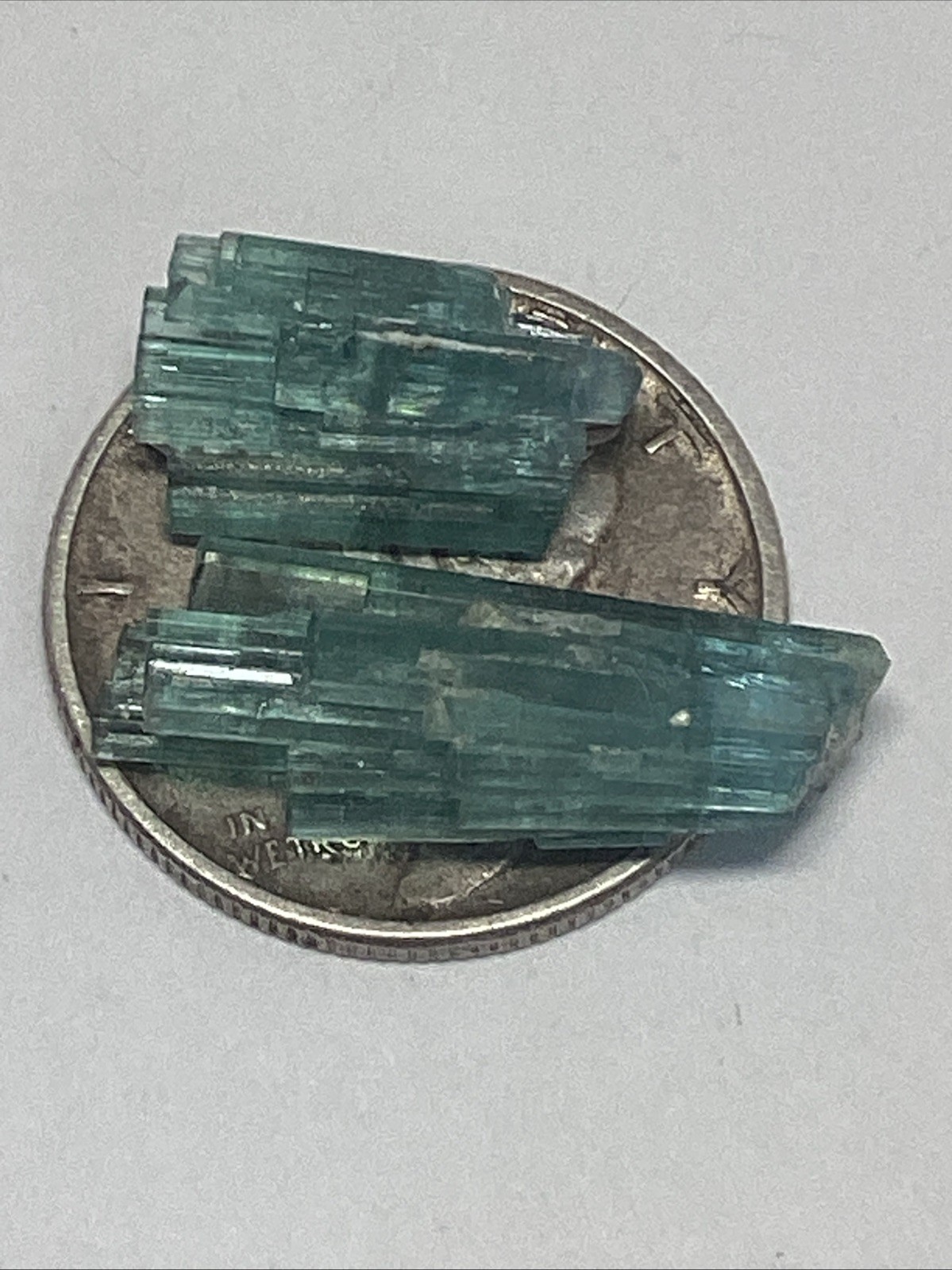 2 Fan Shape Natural Crystal Sprays Indicolite Tourmaline #300