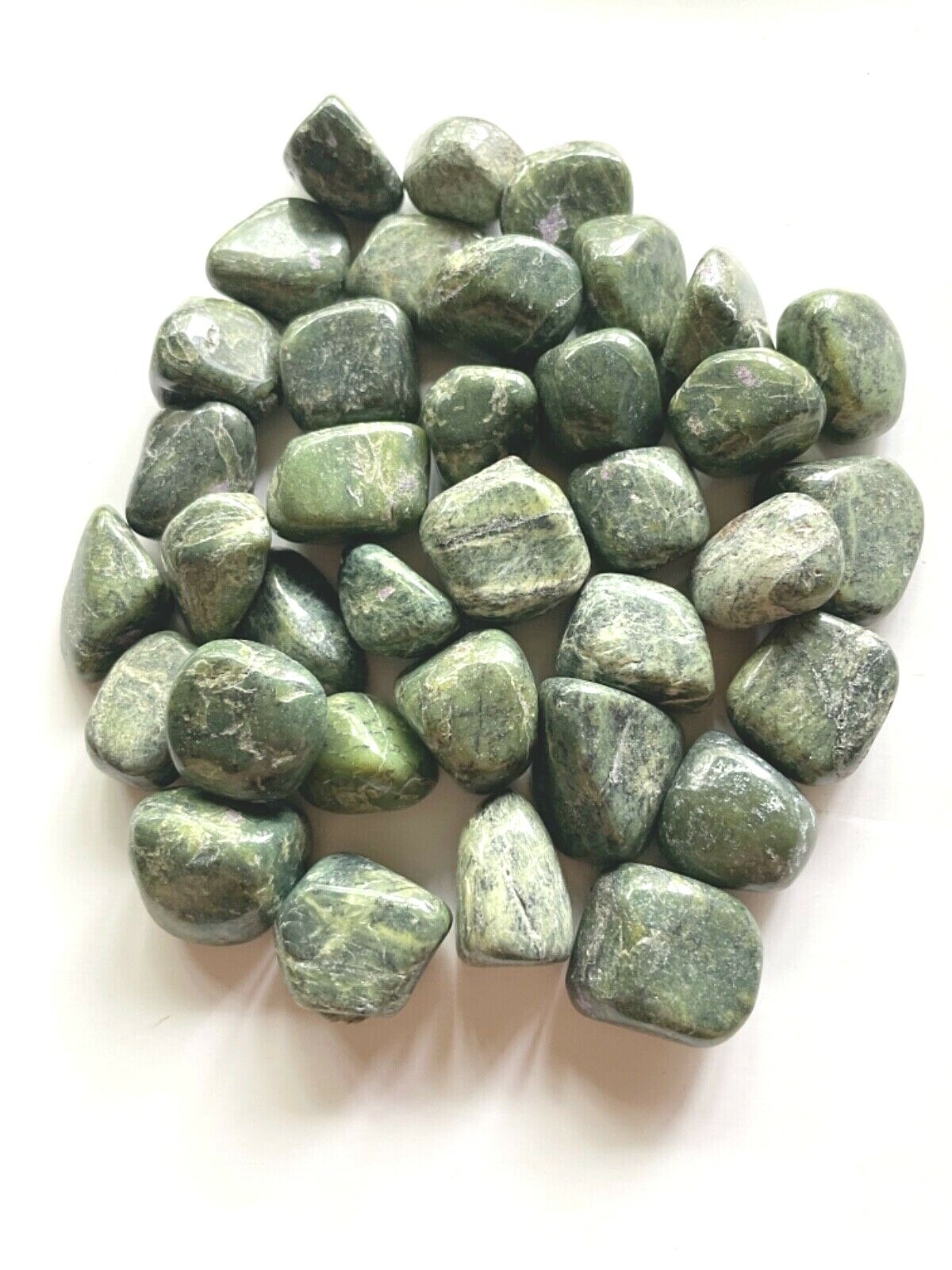 12X Imperial Serpentine with Stichtite Tumbled Stones 20-25mm Healing Crystals