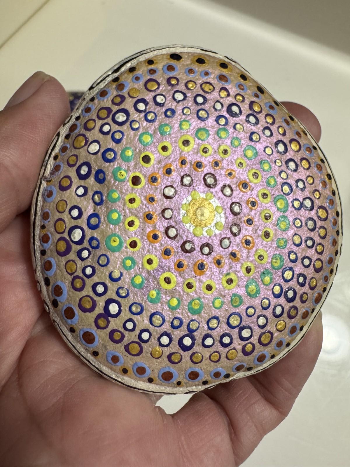 7 Mandala Stones Dot Artwork Rocks Meditation Butterfly Multicolor Hand Painted