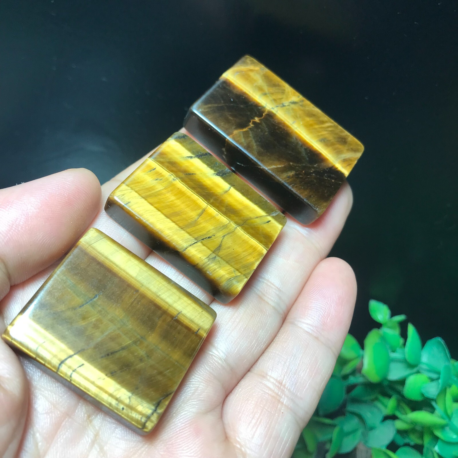 3pcs 58g Natural Tiger Eye Gemstone rectangular pendant 865