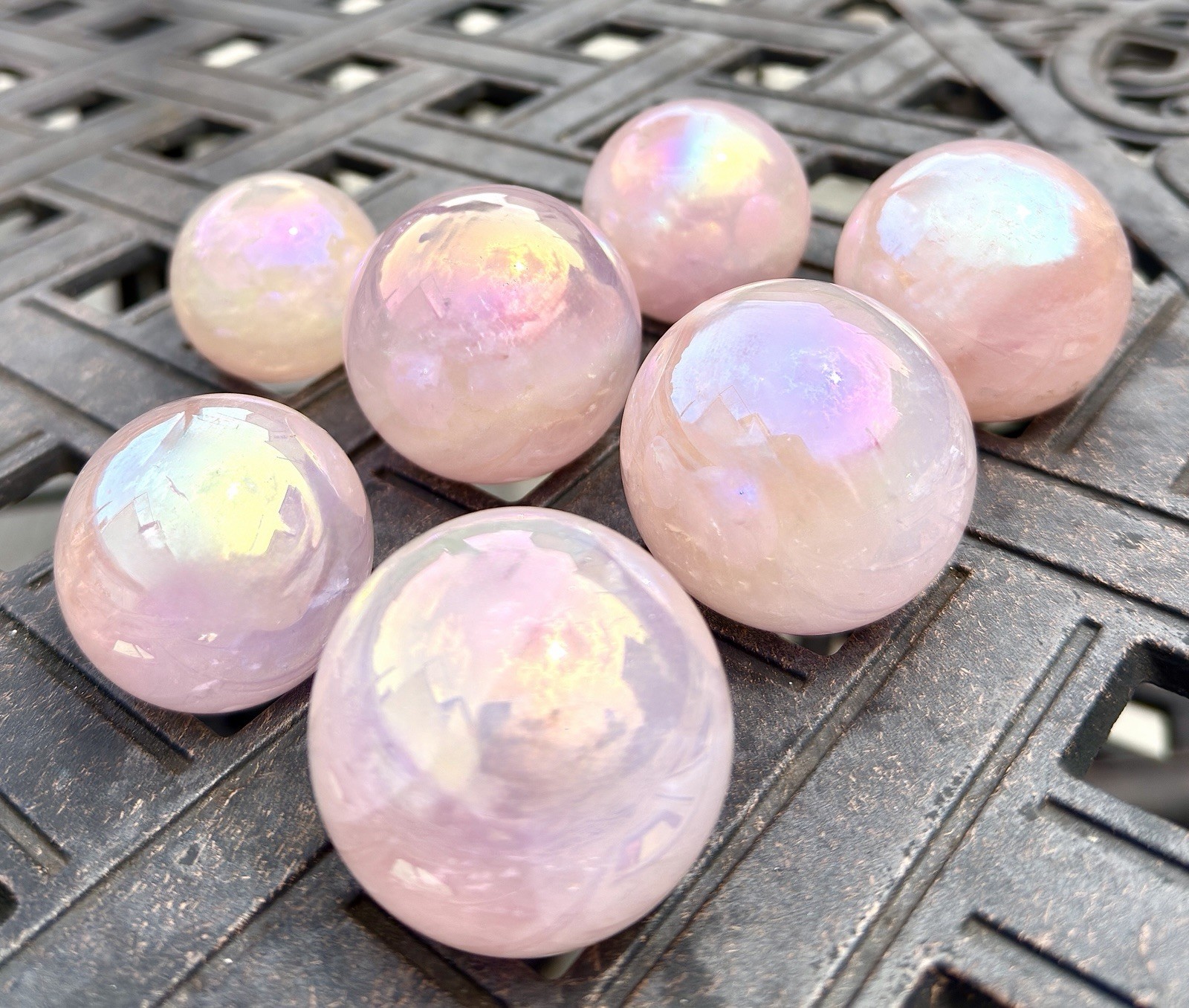 Wholesale Lot 2 Lb Angel Aura Rose Quartz Spheres Crystal Healing Energy