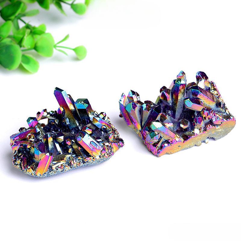 Natural Quartz Angel Aura Titanium Crystal Cluster Healing Rough Stone Specimens