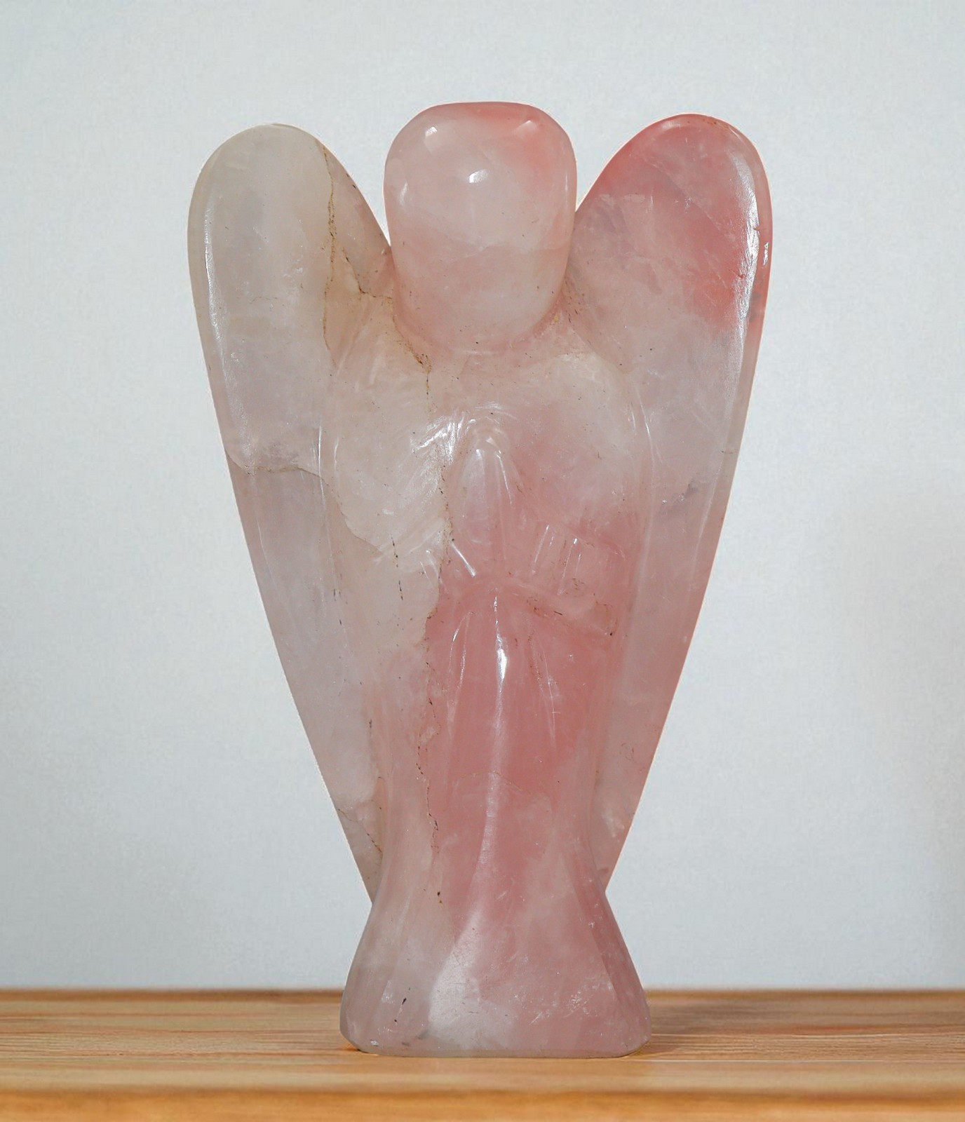 120mm Rose Quartz Healing Chakra Power Aura Crystal Decor Stone Figurine Angel