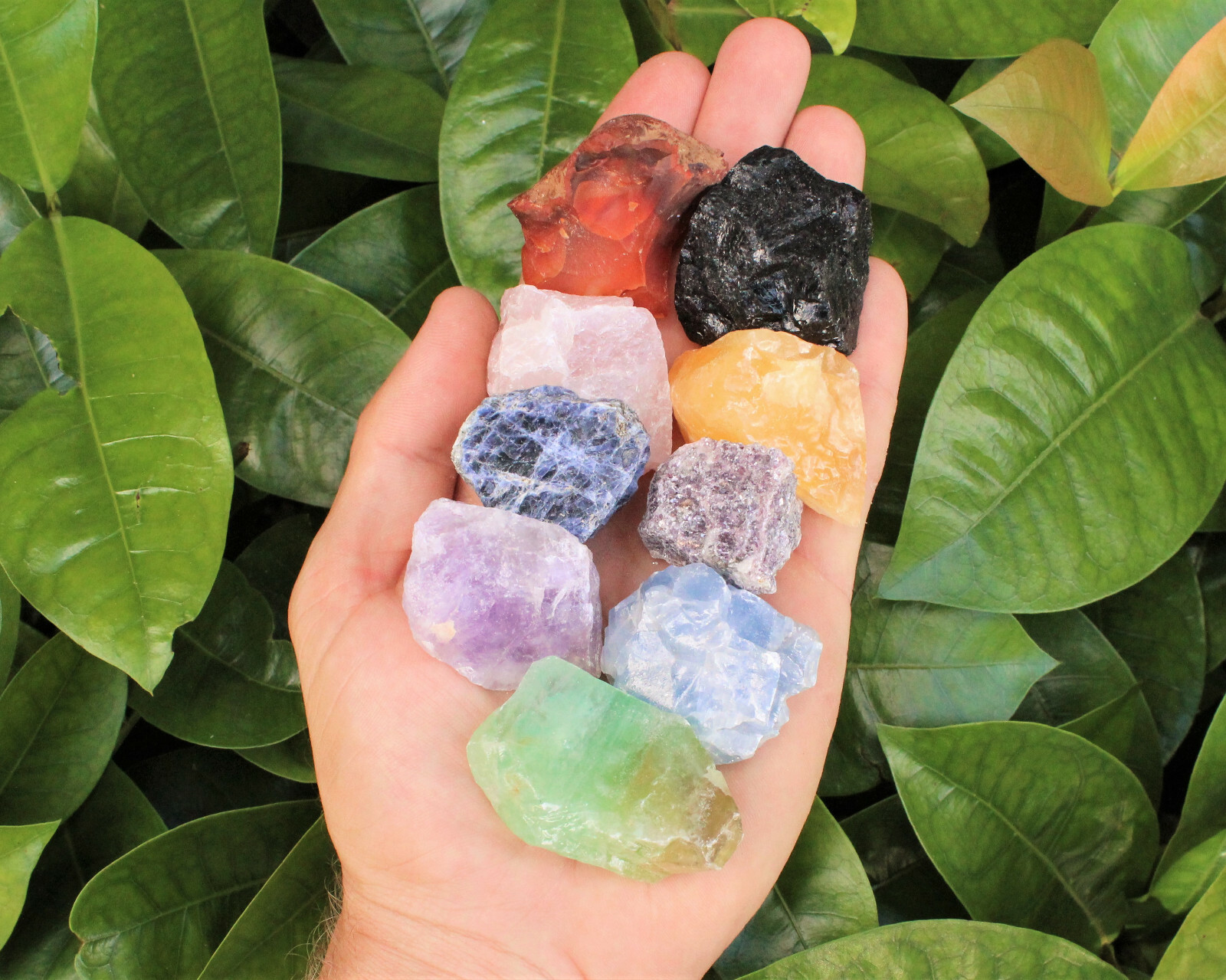 Mixed Rough Crystals: 9 Piece Starter Set, MEDIUM 1-1.5″