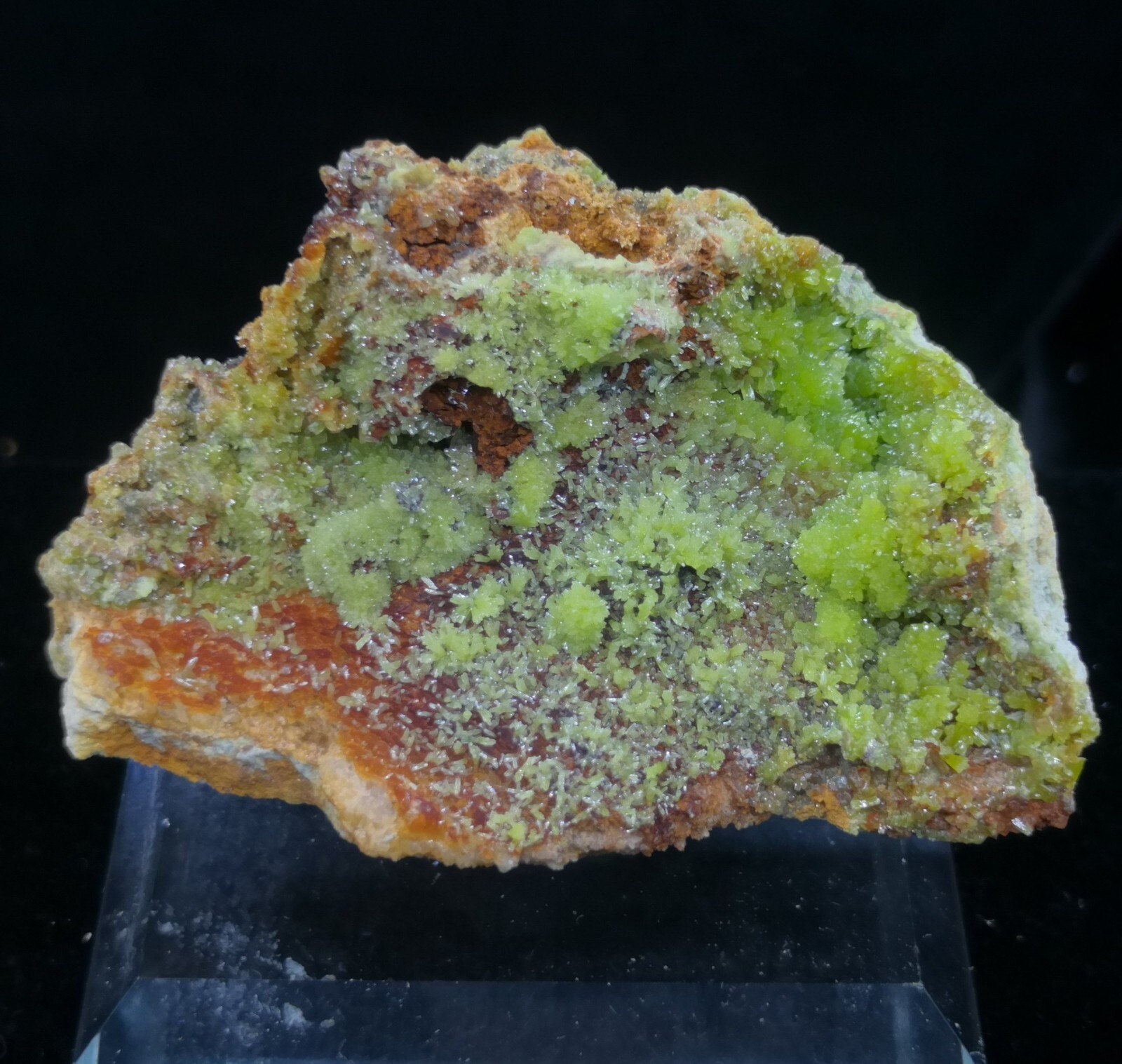 73mm 113g Drusy Fresh Green Pyromorphite on matrix, Natural Mineral Specimen