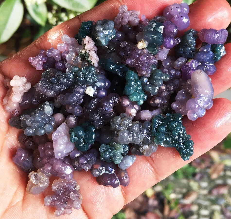 100g 50-90Natural Botryoidal Chalcedony Starlight Purple Grape Agate Grain ag100