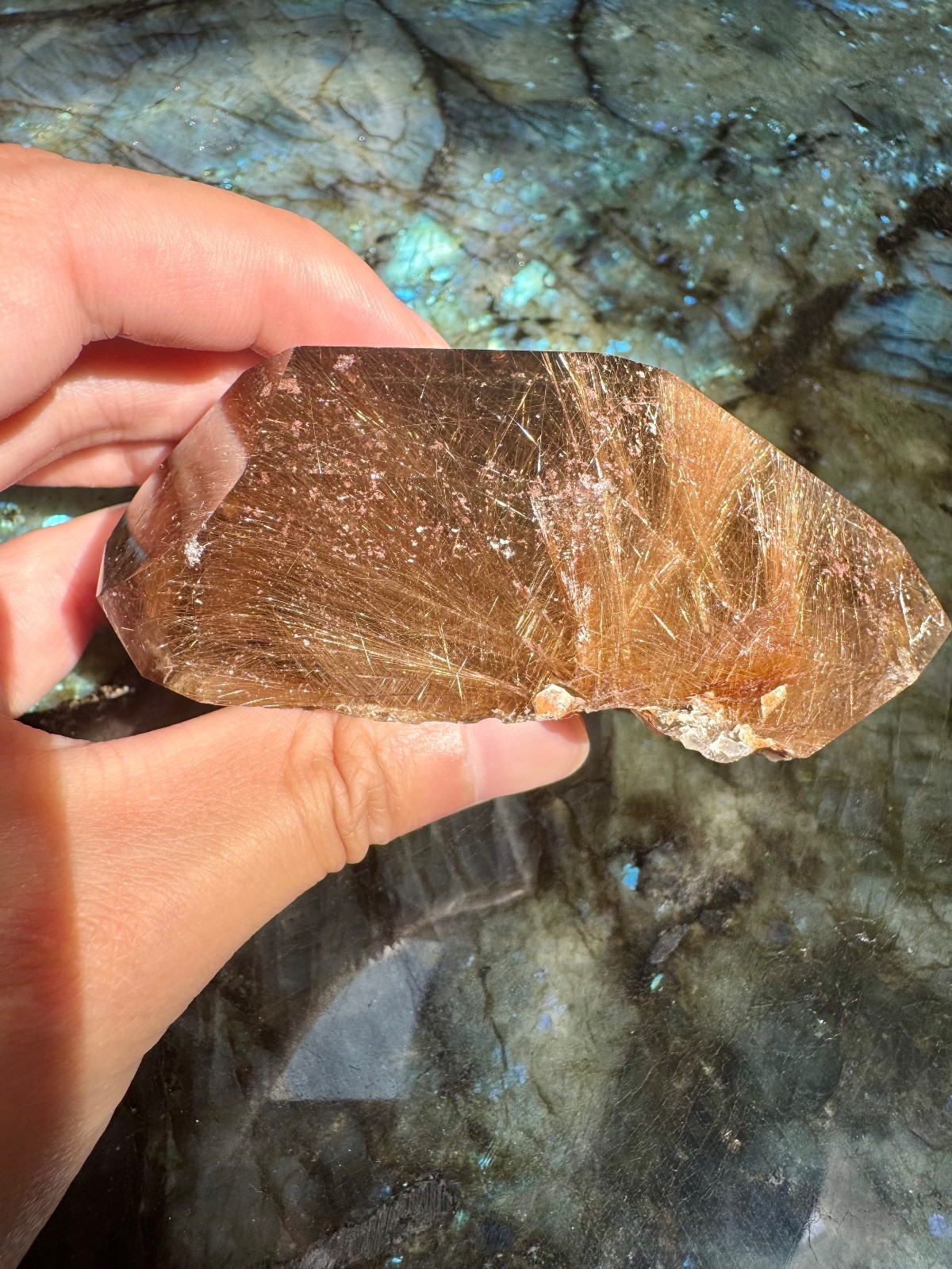 Absolutely INCREDIBLE Phantom Rutilated Smoky Quartz Double Terminated Point