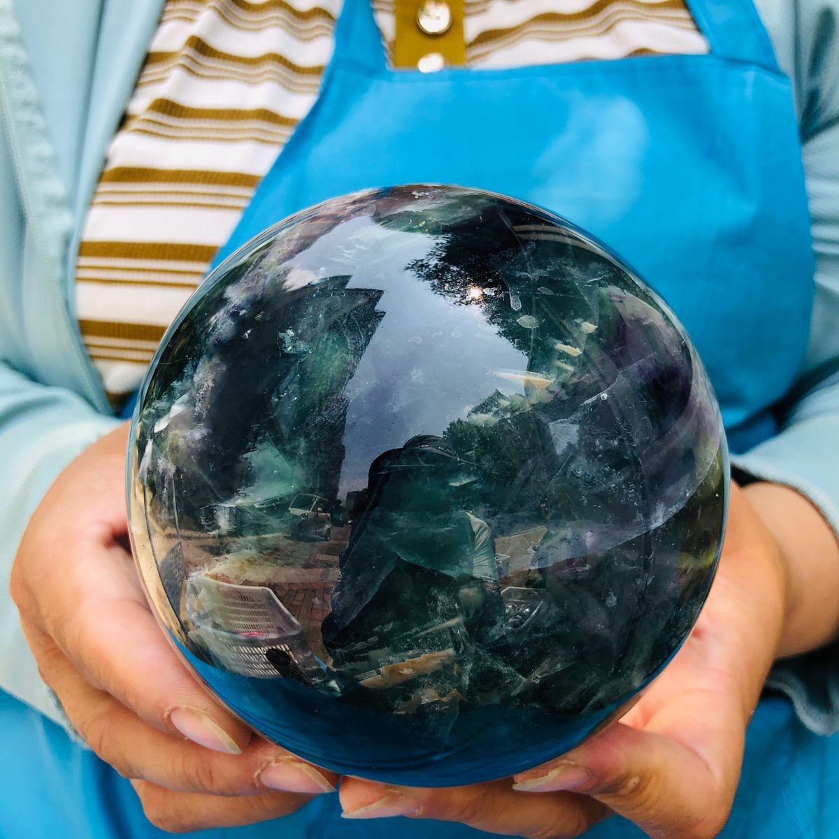 4.26LB Natural rainbow fluorite sphere quartz crystal polished ball healing