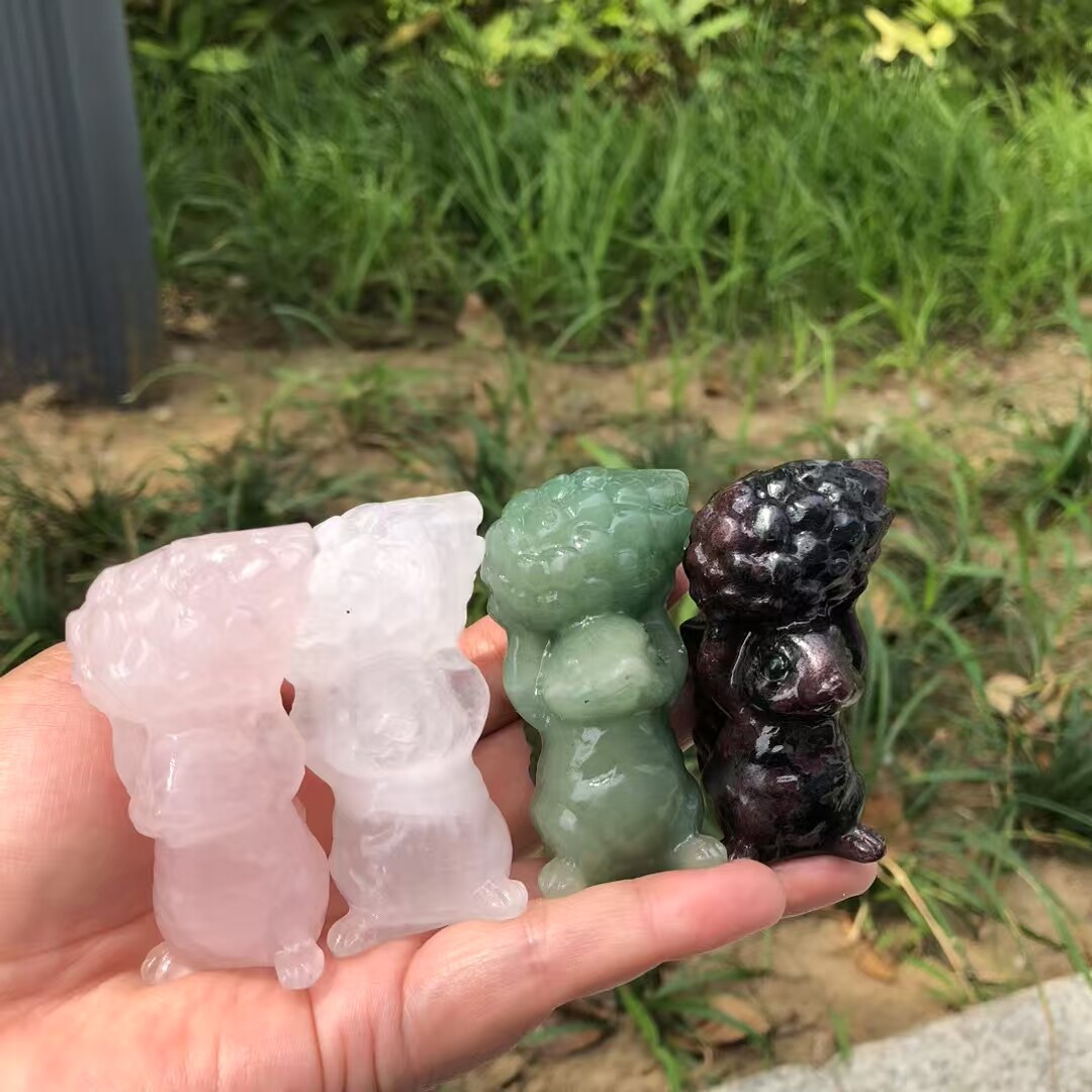 2″ Mix Natural quartz crystal skull point carvings squirrel Reiki healing Gift