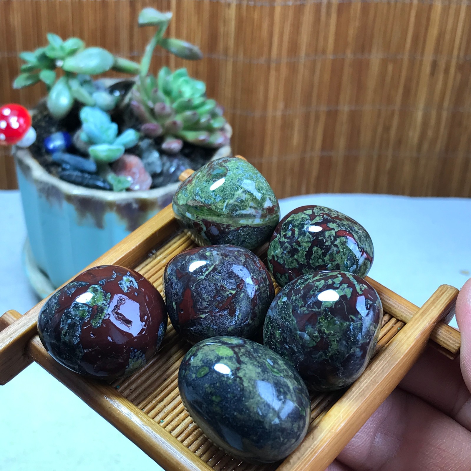 6pcs Natural Dragon blood Crystal gemstone Polish Mineral Specimen Tumbled A5305