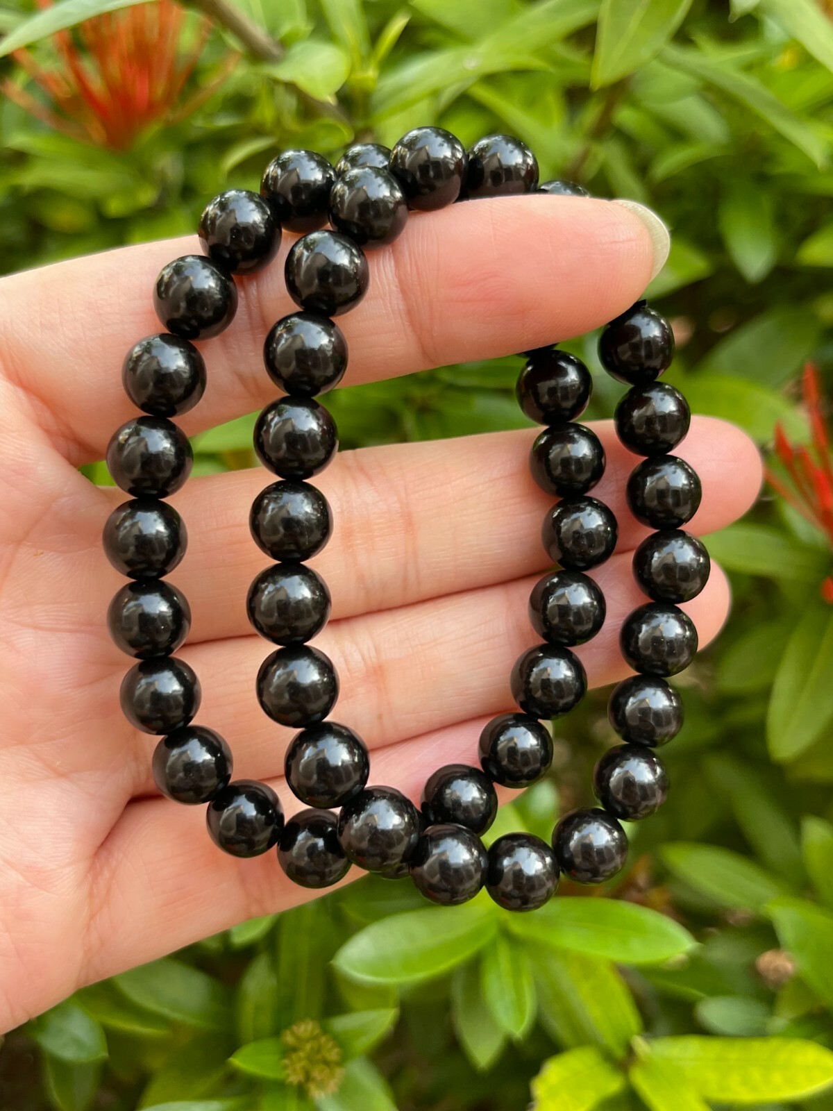Grade A++ Black Obsidian Bead Bracelet 8mm, Genuine Obsidian Gemstone Bracelet