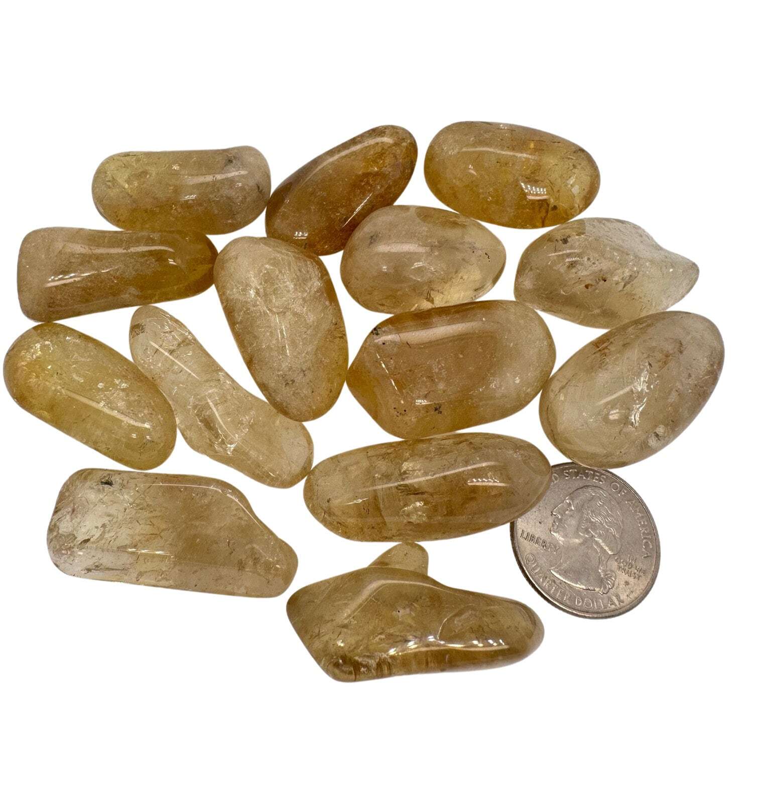 Natural Citrine Tumbled Stone, Light Color, Grade B, Natural Citrine from Zambia
