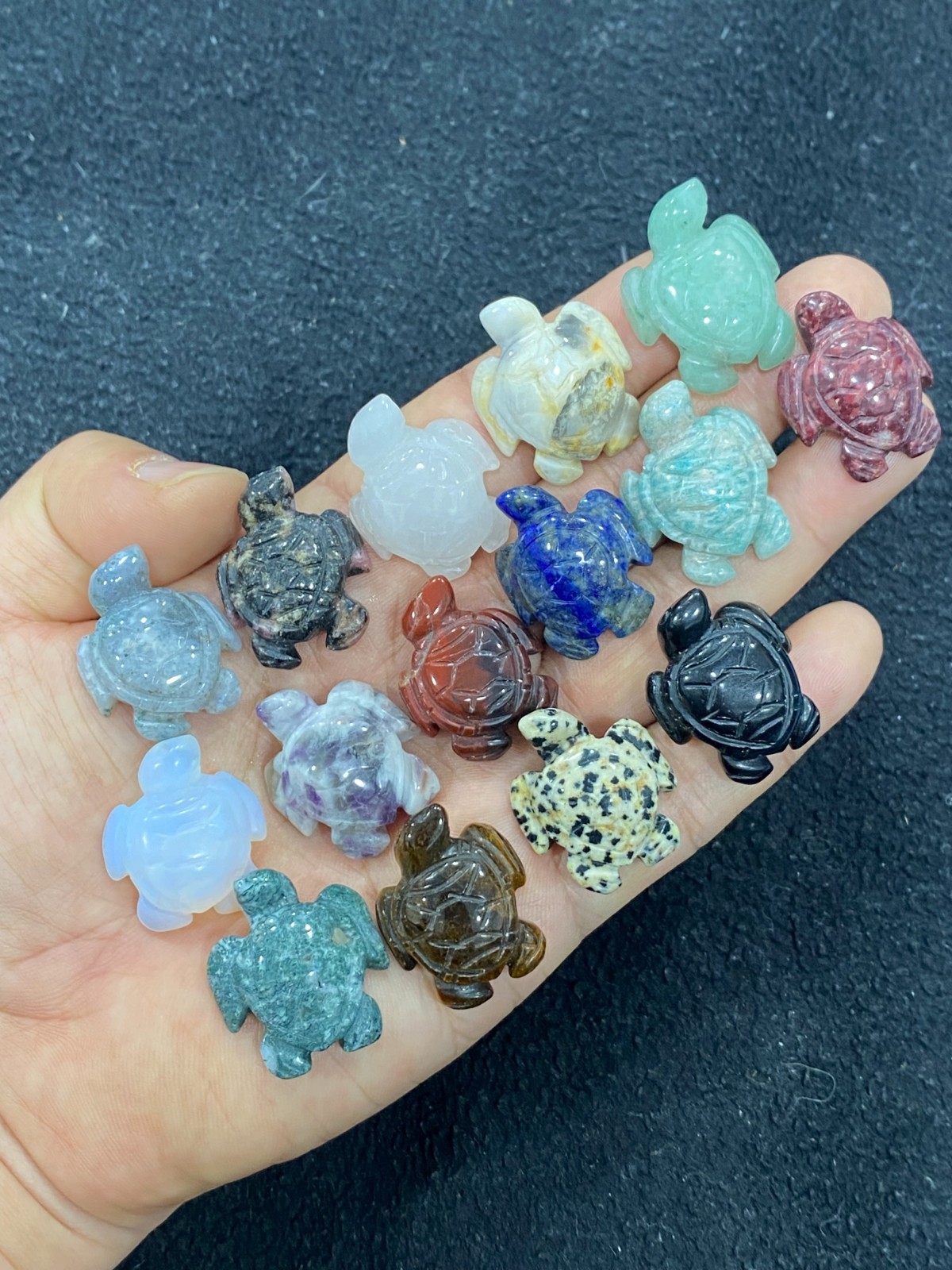5pc Natural mix Quartz hand Carved Mini Sea turtle crystal Reiki healing