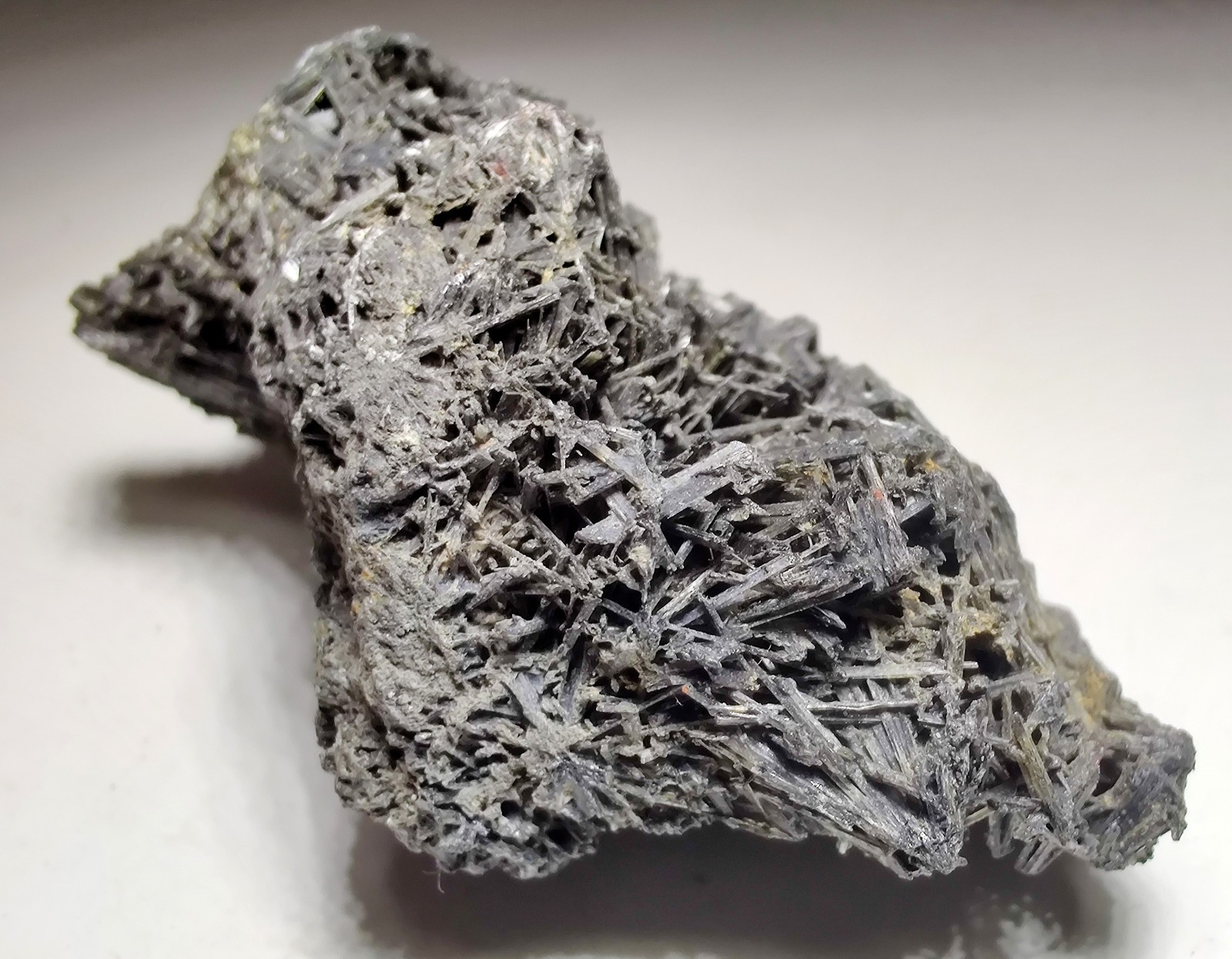 Jamesonite crystals, no matrix. Sombrerete, Zacatecus, Mexico. 6 cm.