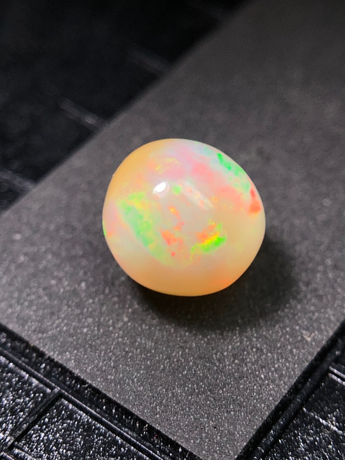 Natural White Ethiopian Opal Sphere, 7.50 MM Rainbow Fire Loose Opal Ball