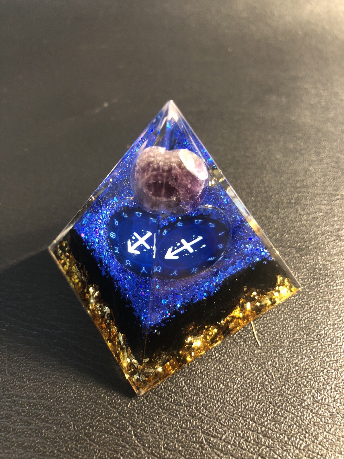Sagittarius Orgonite Natural Pyramid Stone Crystal Energy Healing Reiki Chakra