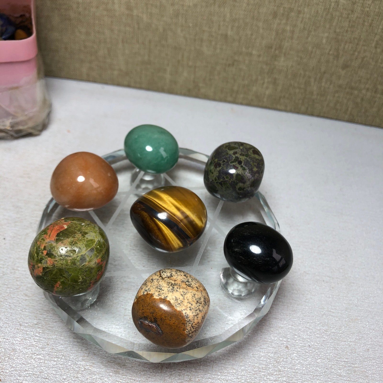 Natural seven different types of crystals Seven Star Array Specimen Base A3036