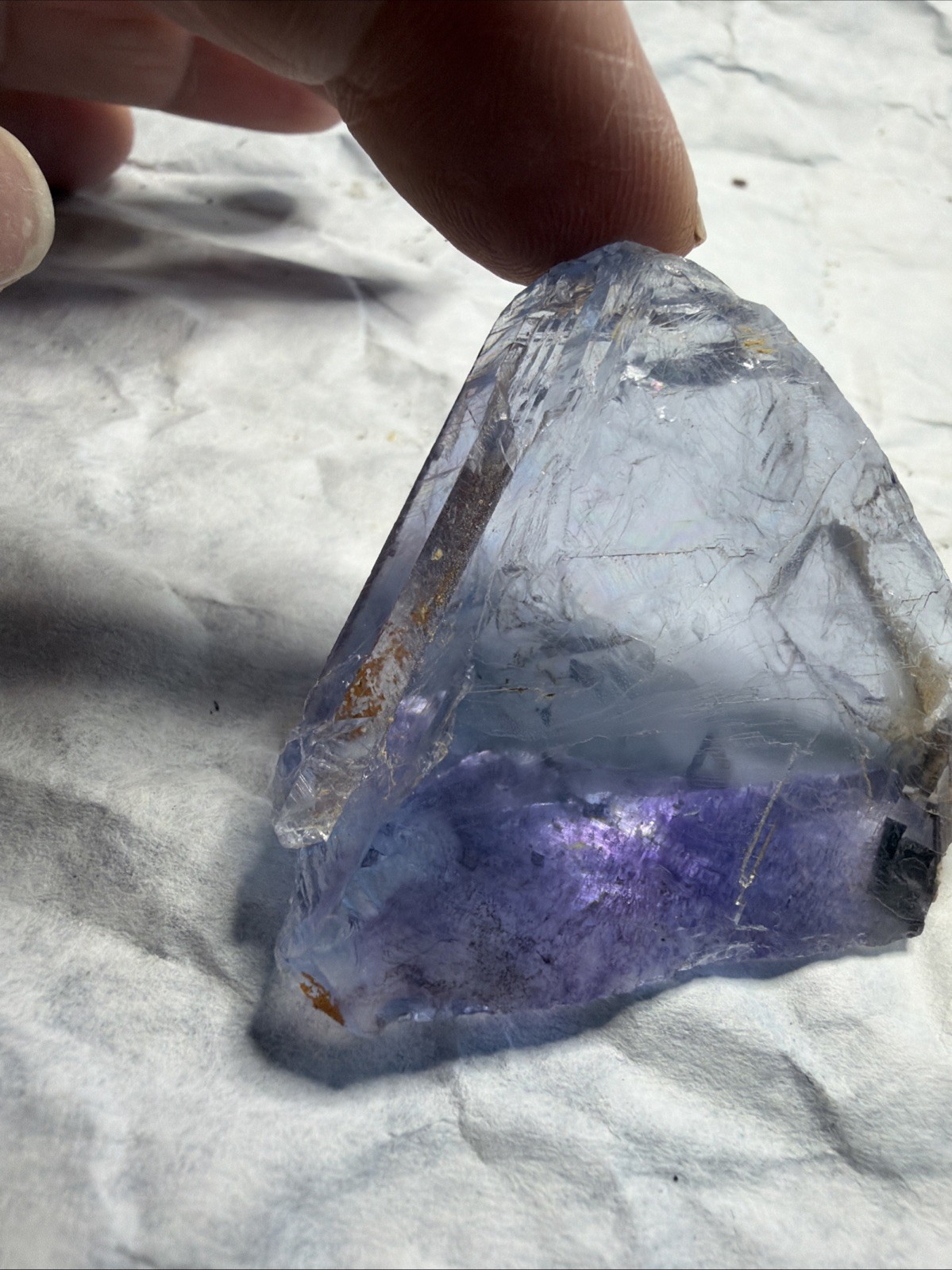 Light Blue and Purple Fluorite with Chalcopyrite Mineral Specimen