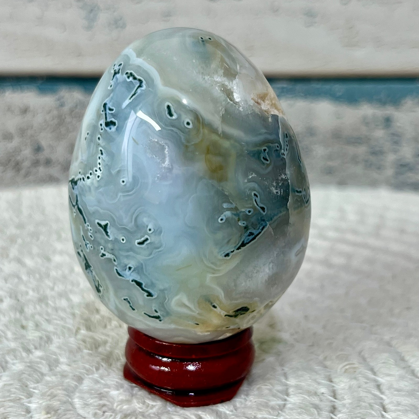Natural Agate Egg Crystal Druzy Geode Polished Stone Birthday Gift Art 118 G