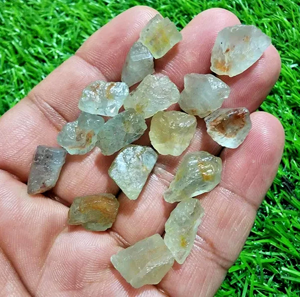 16Pcs Stunning Aquamarine Gemstone Rough Lot 11-18mm Aquamarine Raw Stone Bulk