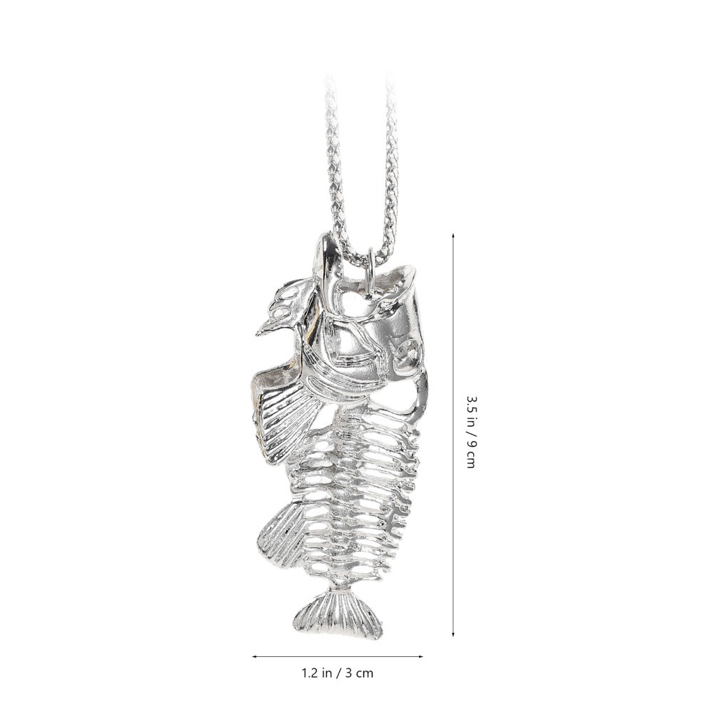 3Pcs Durable Fish Bone Necklace Alloy Fishing Hook Stainless Steel Surfer Chain