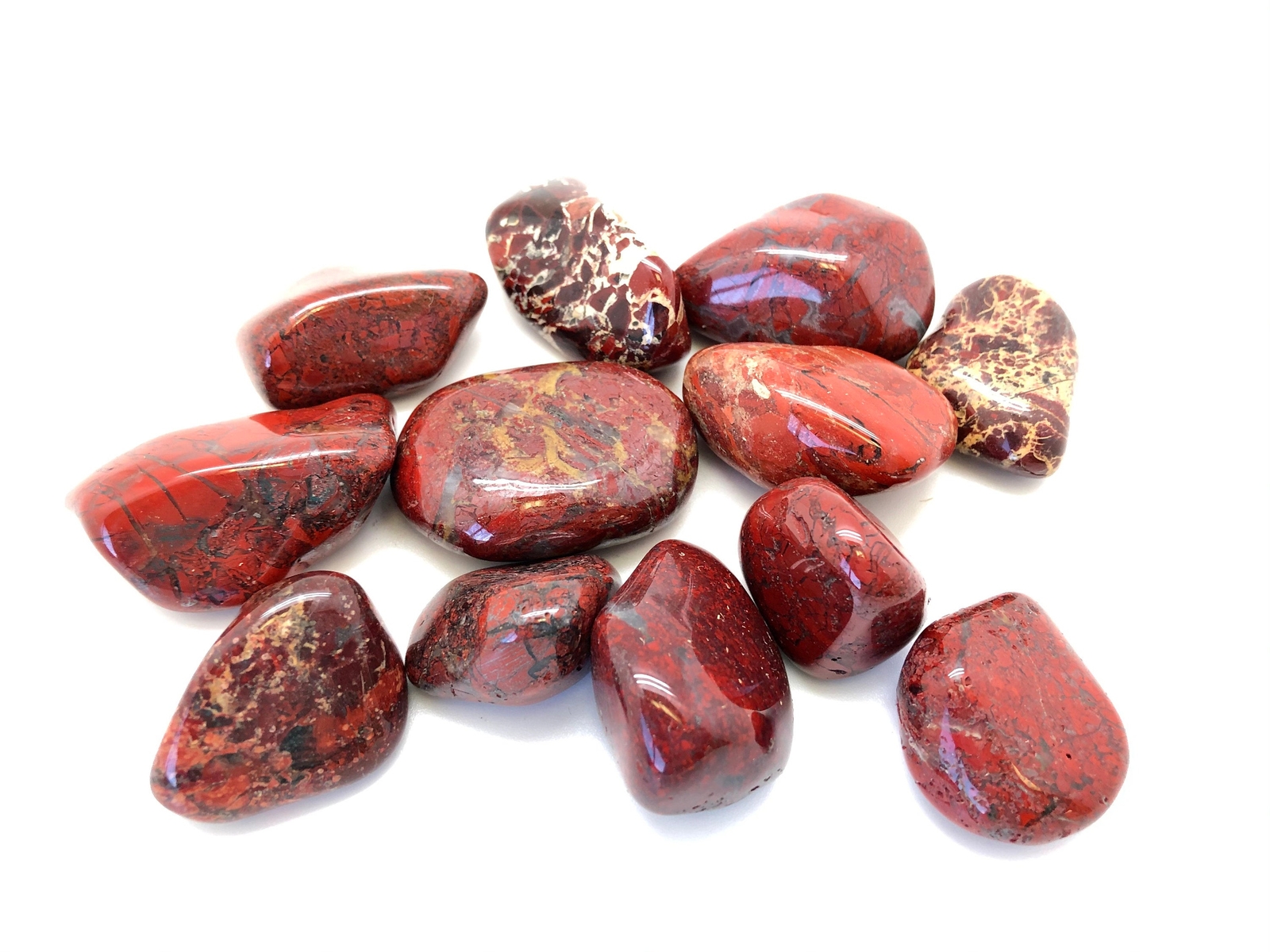 Brecciated Red Jasper Tumbled Stone (XL) Polished Natural Red Jasper from Brazil