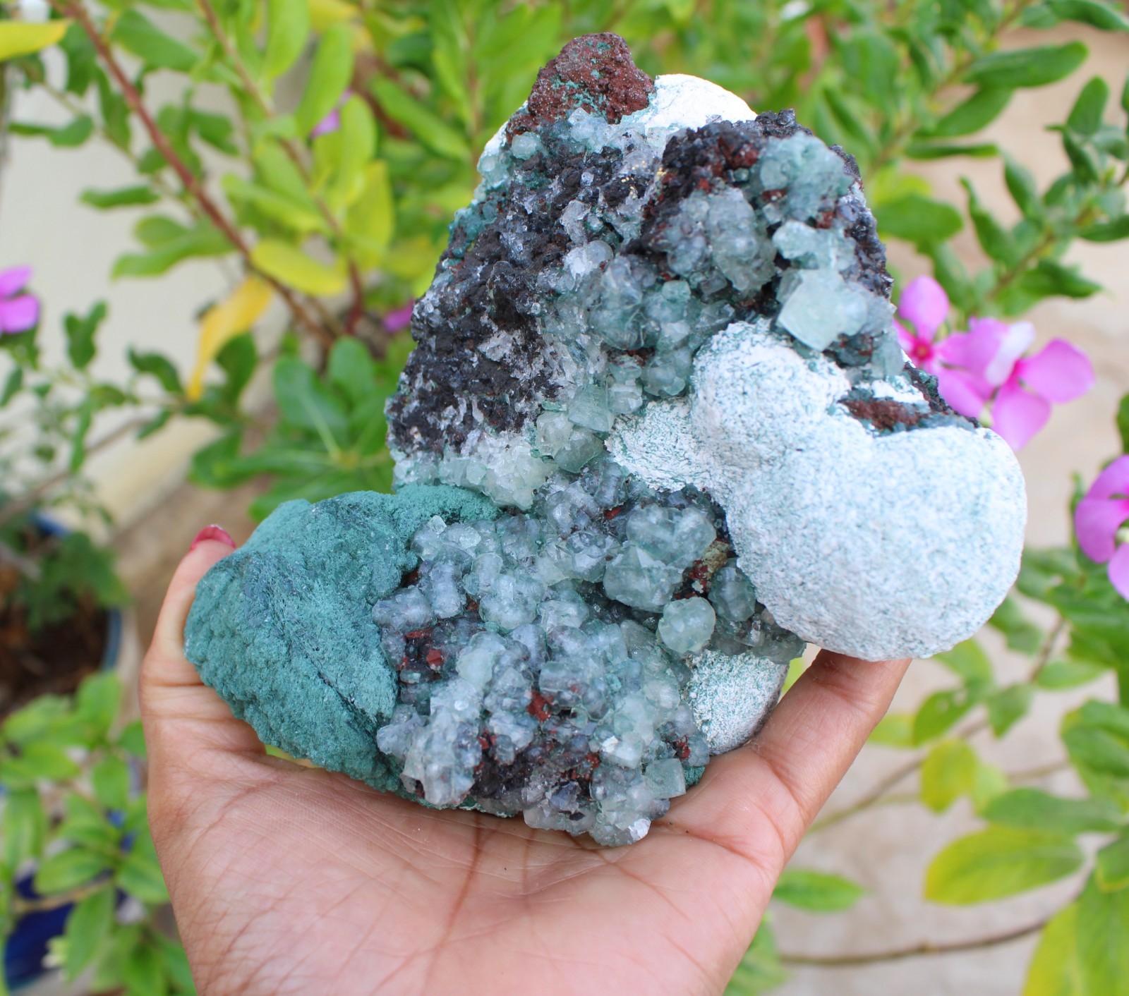 JULGOLDITE w/ GREEN APOPHYLLITE CRYSTAL , STILBITE ON MATRIX MINERALS SPECIMEN