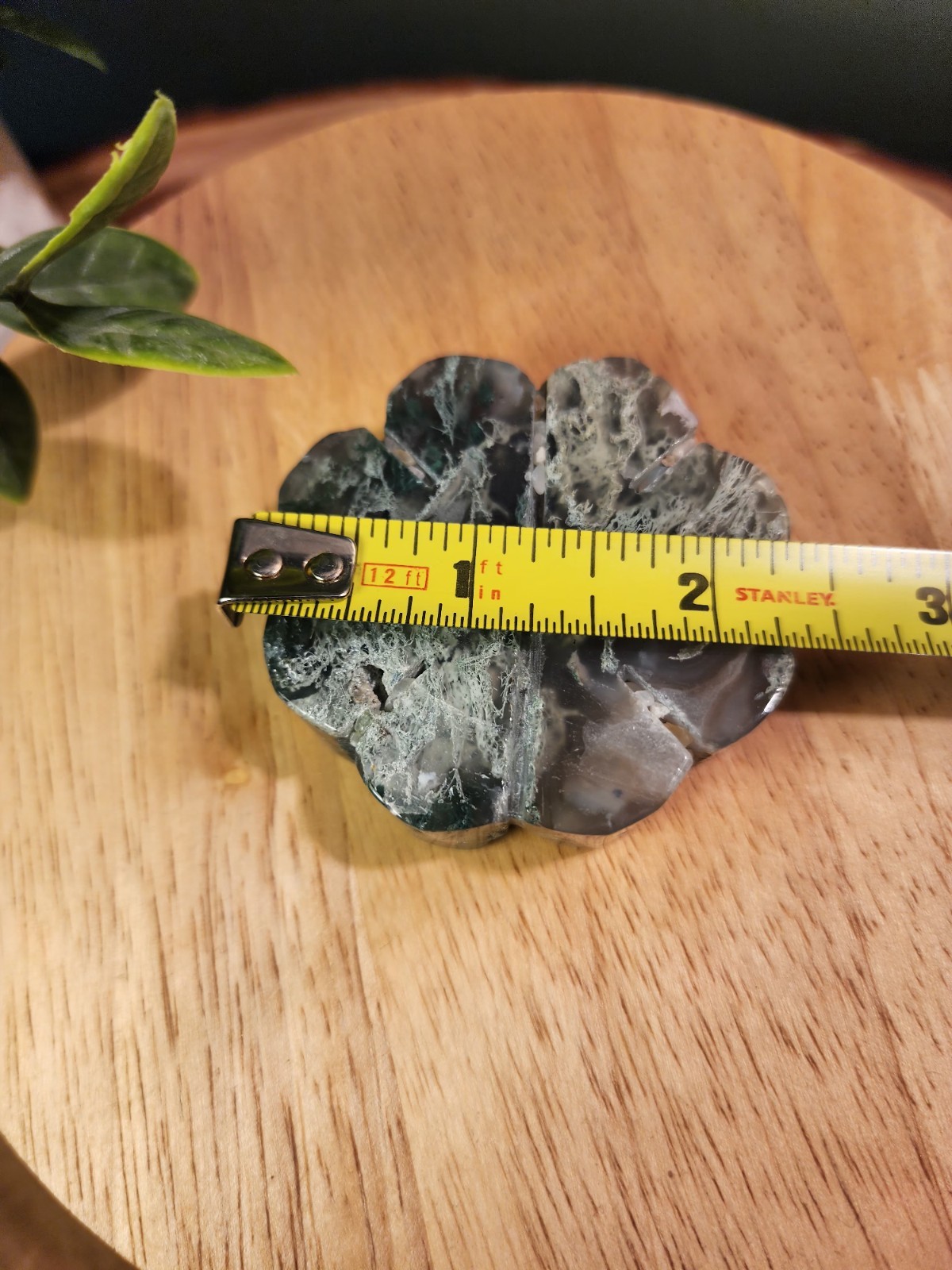 Moss Agate Four Leaf Clover Carving