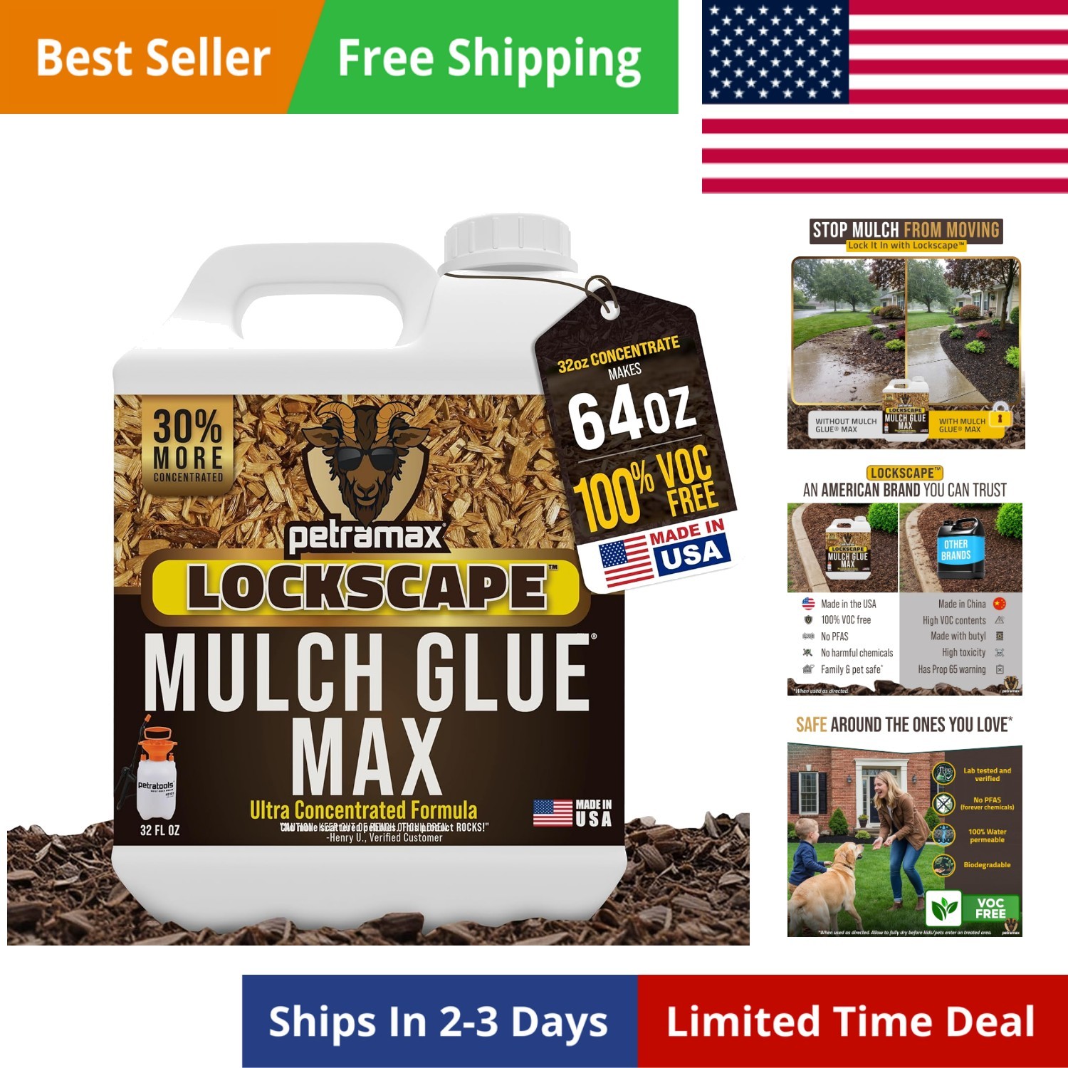 Max Lockscape Mulch Glue for Landscaping -32 Oz – Strongest 3X Concentrated -…