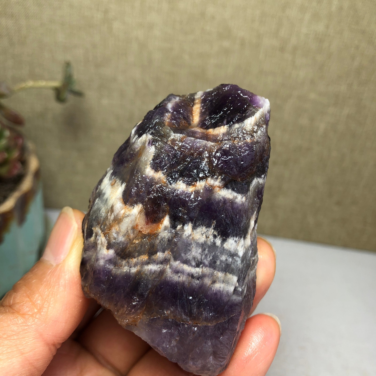 65mm Natural Dream Amethyst gemstone rough Crystal uncut specimens 123g A3816